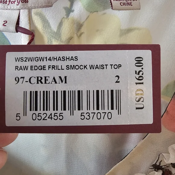 TED BAKER RAW EDGDE FRILL SMOCK TOP SZ 2 NWT - Picture 4 of 5